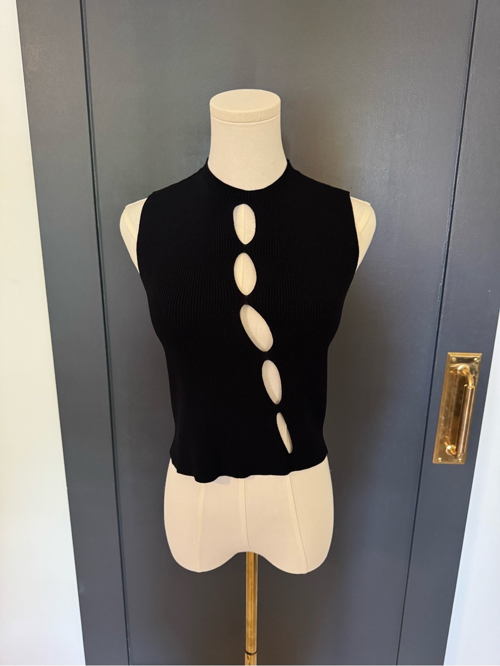 Sneaky Link Black Sleeveless Cutout Knit Top